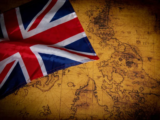 british flag and map